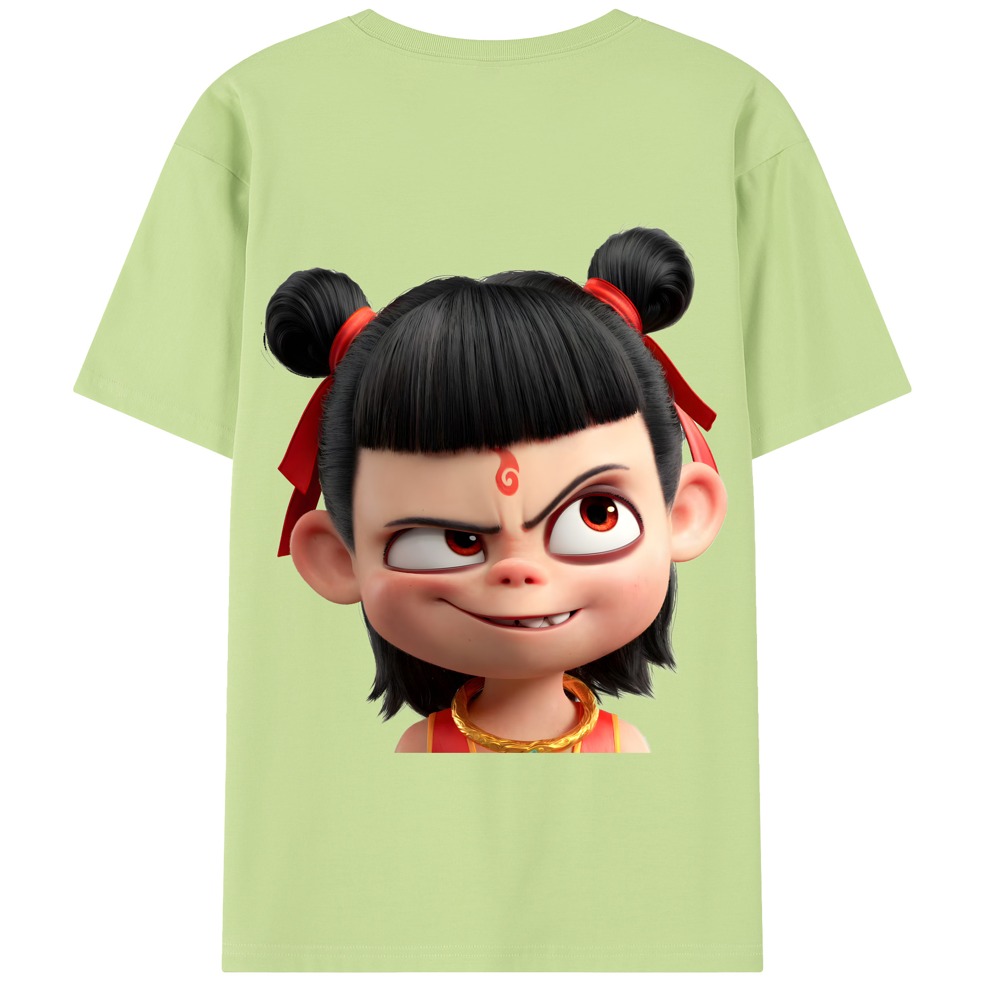 （画像用） Ne Zha 2 ナタ 魔童の大暴れ 綿100％半袖Tシャツ（背面プリント）